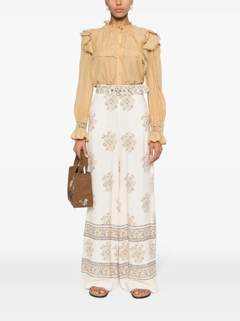 ZIMMERMANN Utility Dot Lemon-print wide trousers - Neutrals - zdjęcie produktu nr 2