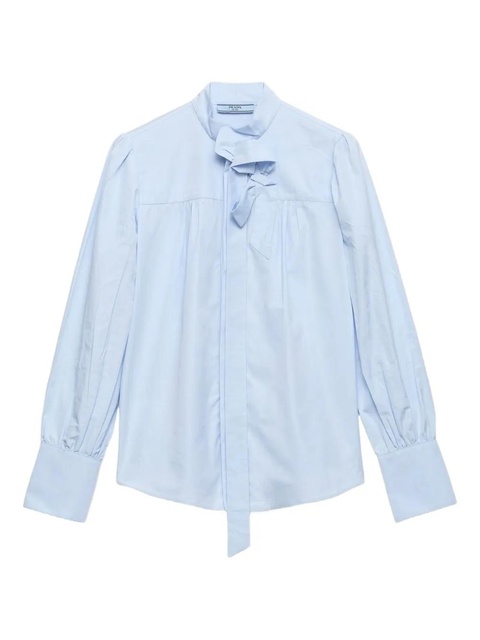 Prada bow-collar cotton shirt - Blue - zdjęcie produktu nr 1