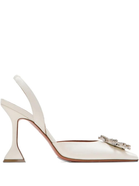 Amina Muaddi 95mm crystal-embellished slingback pumps - White - zdjęcie produktu nr 1