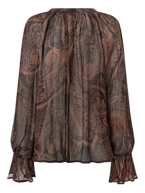 PINKO paisley-print ruffled blouse - Brown - zdjęcie produktu nr 2