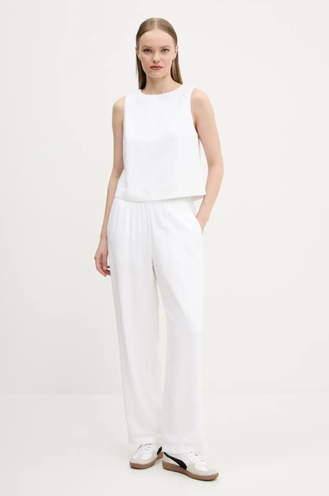 Abercrombie & Fitch spodnie lniane kolor beżowy szerokie high waist KI156-5128 - zdjęcie produktu nr 2