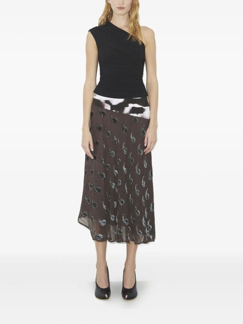 Tory Burch paisley-pattern asymmetric midi skirt - Brown - zdjęcie produktu nr 2
