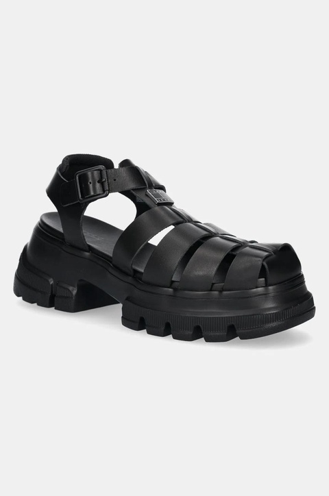 Tommy Jeans sandały skórzane FISHERMAN SANDAL damskie kolor czarny na platformie EN0EN02751 - zdjęcie produktu nr 1