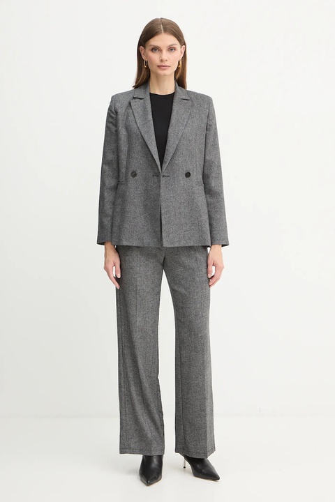 Marella spodnie z dodatkiem wełny Emme by Marella damskie kolor szary szerokie high waist 2525136022200 - zdjęcie produktu nr 2