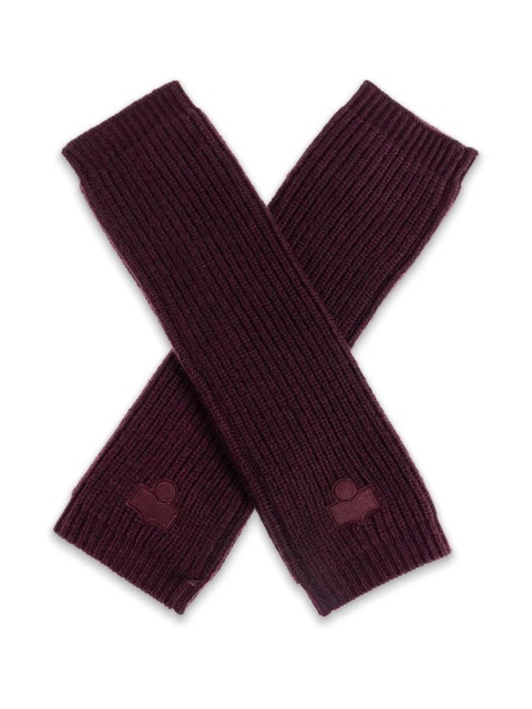 ISABEL MARANT ribbed logo gloves - Purple - zdjęcie produktu nr 1