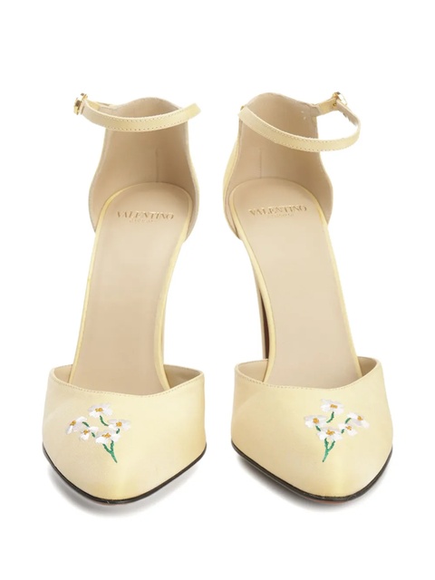Valentino Garavani floral-embroidered ankle-strap pumps - Yellow - zdjęcie produktu nr 2