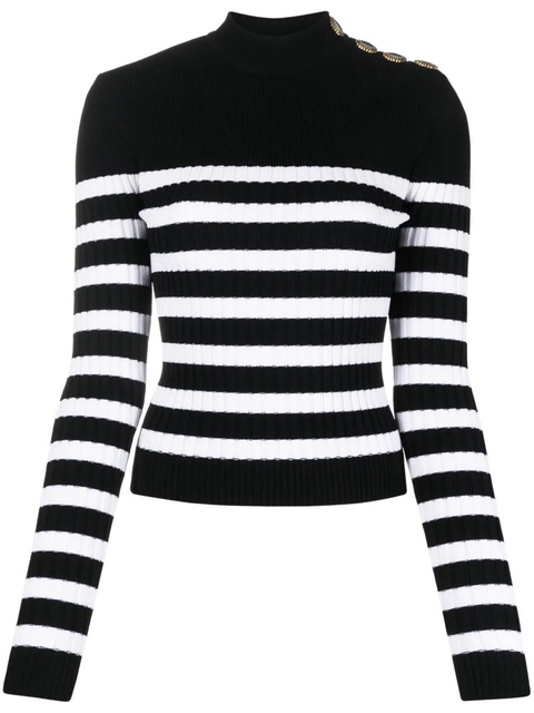 Balmain striped roll-neck jumper - Black - zdjęcie produktu nr 1