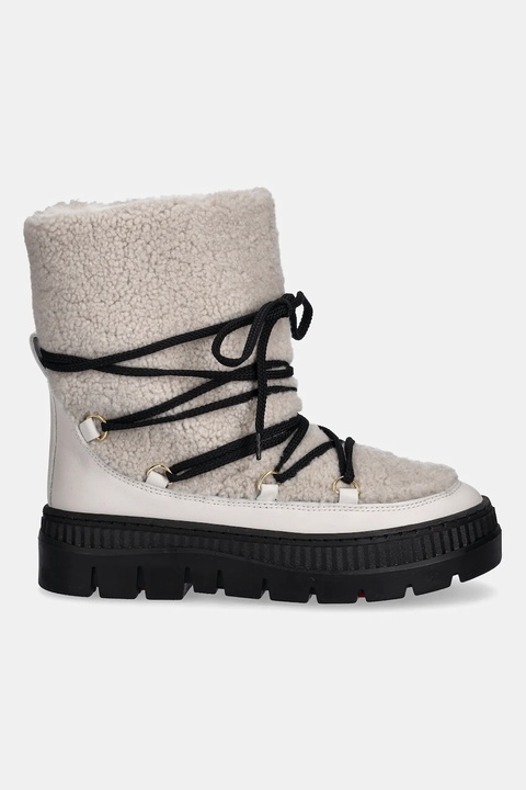 Pollini śniegowce skórzane kolor szary SA24235H0NTX110A - zdjęcie produktu nr 2