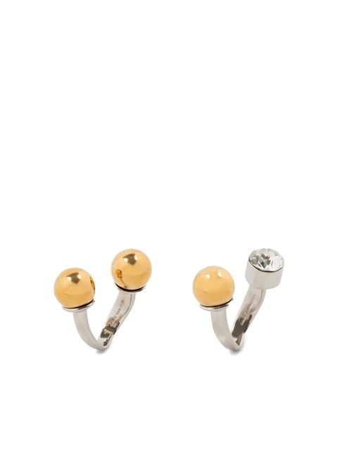 DRIES VAN NOTEN rhinestone-embellished open rings (set of two) - Silver - zdjęcie produktu nr 2