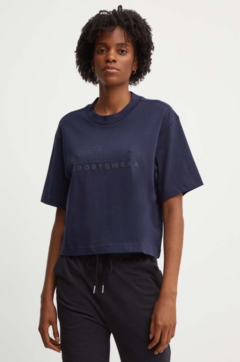 adidas t-shirt bawełniany All SZN damski kolor granatowy IW1061 - zdjęcie produktu nr 1