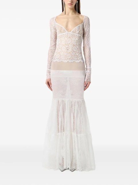Blumarine laced long-sleeve maxi dress - White - zdjęcie produktu nr 2