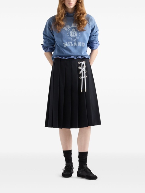 Prada pleated gabardine midi skirt - Blue - zdjęcie produktu nr 2