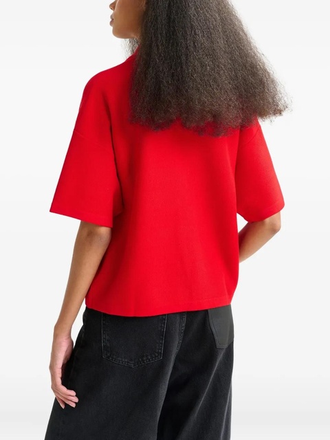 Essentiel Antwerp International bead-embellished polo top - Red - zdjęcie produktu nr 2