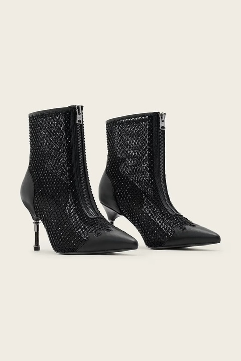 AllSaints botki Natasha Mesh Boot damskie kolor czarny na szpilce W076FD - zdjęcie produktu nr 2