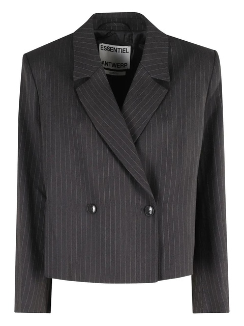 Essentiel Antwerp pinstripe double-breasted cropped blazer - Blue - zdjęcie produktu nr 1