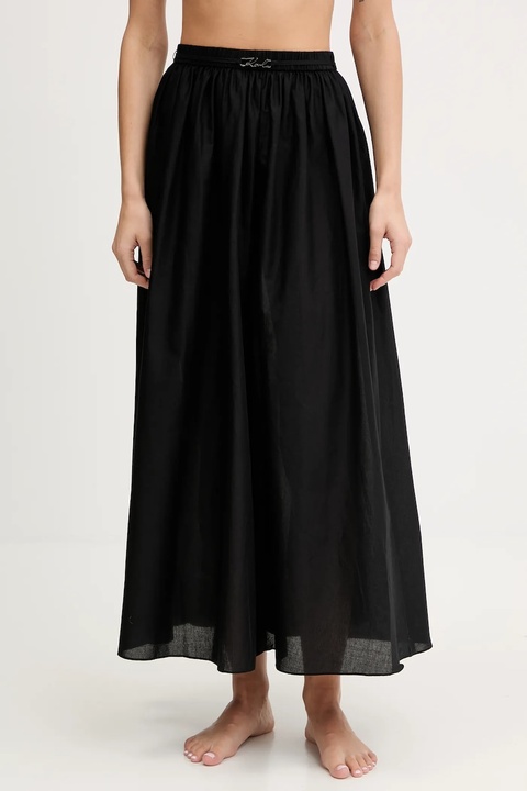 Karl Lagerfeld spódnica bawełniana kolor czarny maxi rozkloszowana A2W46043 - zdjęcie produktu nr 1