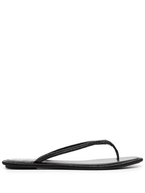 René Caovilla glass crystal-embellishmed leather flip-flops - Black - zdjęcie produktu nr 1