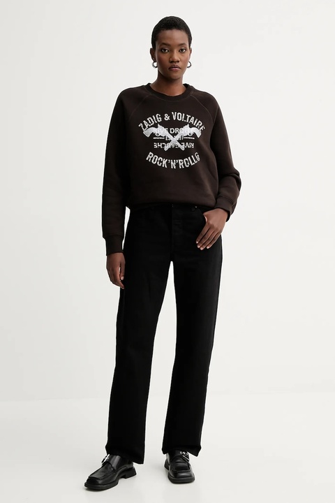 ZADIG&VOLTAIRE bluza damska kolor brązowy z nadrukiem JWSS01661 - zdjęcie produktu nr 2