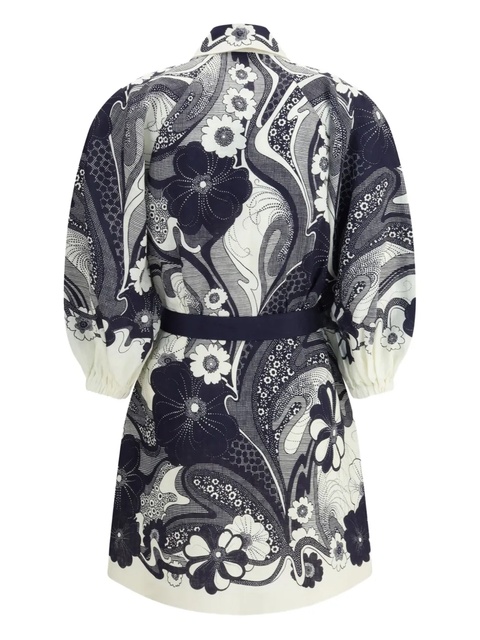 ALEMAIS floral-print puff-sleeve mini dress - White - zdjęcie produktu nr 2