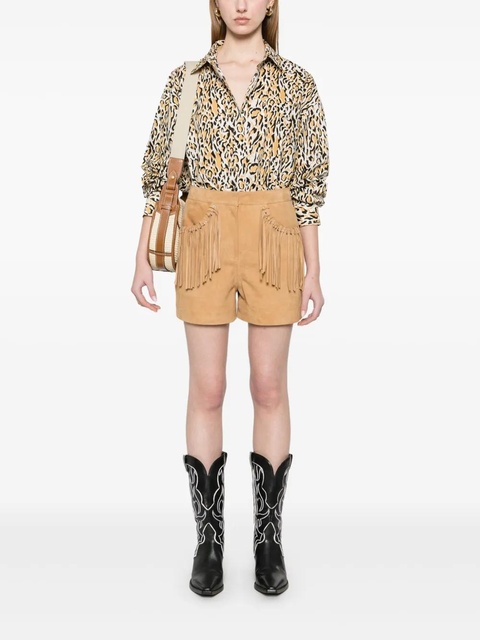 Maje fringe-detail suede shorts - Neutrals - zdjęcie produktu nr 2