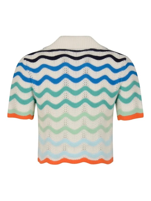 Casablanca wave-pattern polo top - White - zdjęcie produktu nr 2
