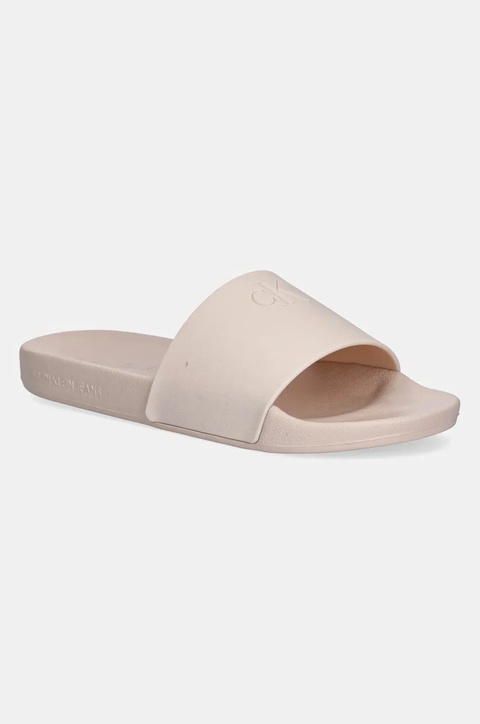 Calvin Klein Jeans klapki SLIDE MONOGRAM TPU damskie kolor beżowy YW0YW01715 - zdjęcie produktu nr 1