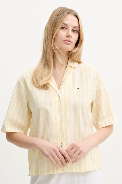 Tommy Hilfiger koszula piżamowa bawełniana damska kolor żółty bawełniana UW0UW05946 - zdjęcie produktu nr 2