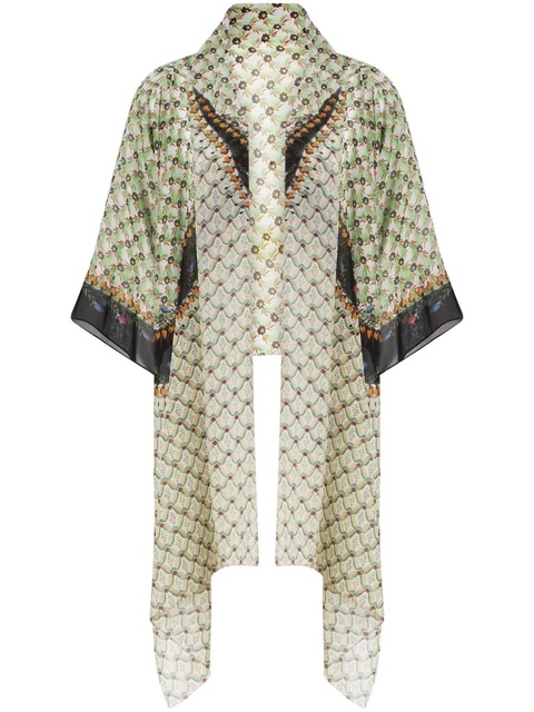 ETRO floral-print silk shrug shawl - Green - zdjęcie produktu nr 1
