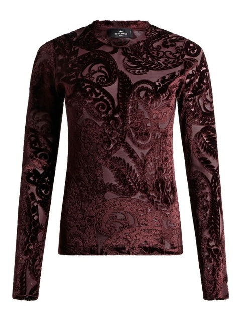 ETRO paisley-jacquard velvet top - Brown - zdjęcie produktu nr 1