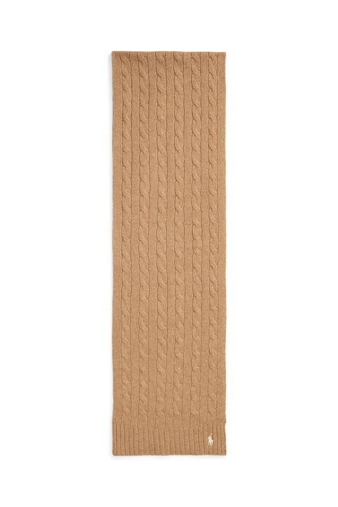 Polo Ralph Lauren szalik wełniany damski kolor beżowy gładki 455956296 - zdjęcie produktu nr 2
