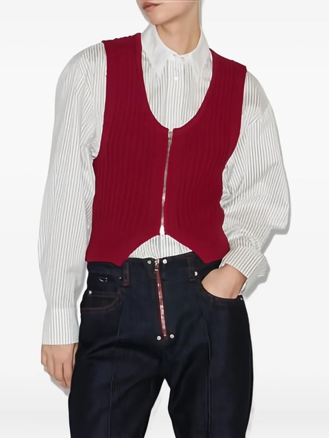 ISABEL MARANT Devima ribbed zip-front top - Red - zdjęcie produktu nr 1