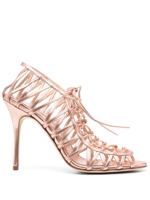 Manolo Blahnik Hamza 100mm strappy metallic sandals - Pink - zdjęcie produktu nr 1