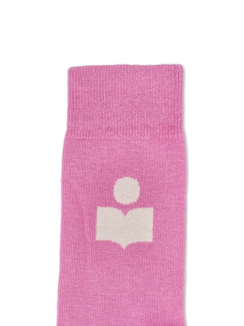 ISABEL MARANT logo-embroidered ribbed socks - Pink - zdjęcie produktu nr 2