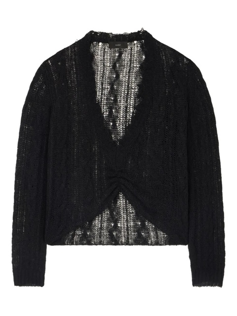 Alanui V-neck frayed-edge sweater - Black - zdjęcie produktu nr 1