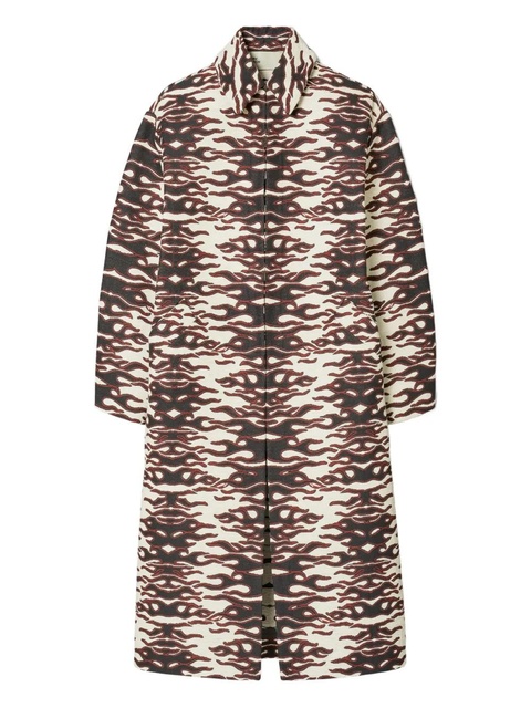 Tory Burch flame-jacquard coat - Neutrals - zdjęcie produktu nr 1