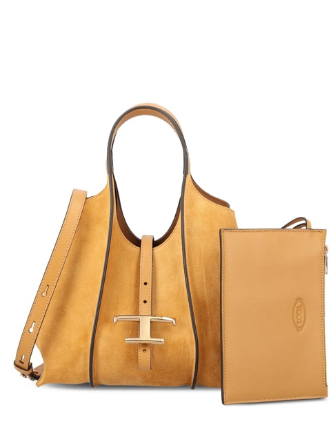 Tod's T-logo suede leather shoulder bag - Yellow - zdjęcie produktu nr 1