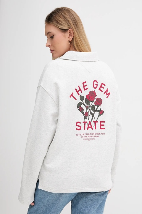 Tommy Jeans bluza bawełniana damska kolor szary gładka DW0DW22182 - zdjęcie produktu nr 1