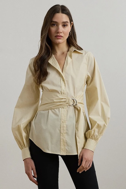 Lauren Ralph Lauren koszula damska kolor beżowy regular z kołnierzykiem klasycznym 200925446 - zdjęcie produktu nr 1