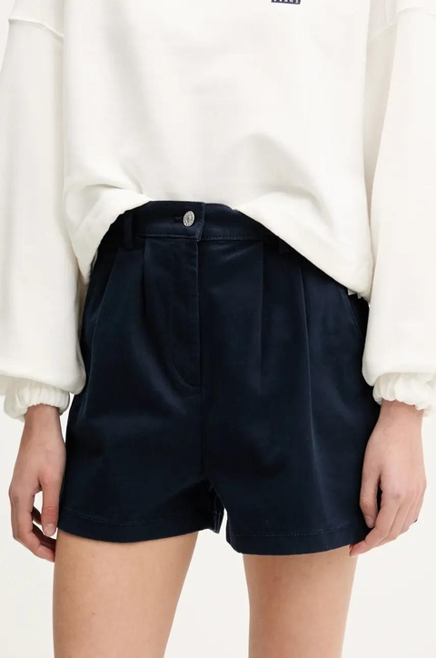 Tommy Jeans szorty damskie kolor granatowy gładkie high waist DW0DW21643 - zdjęcie produktu nr 1