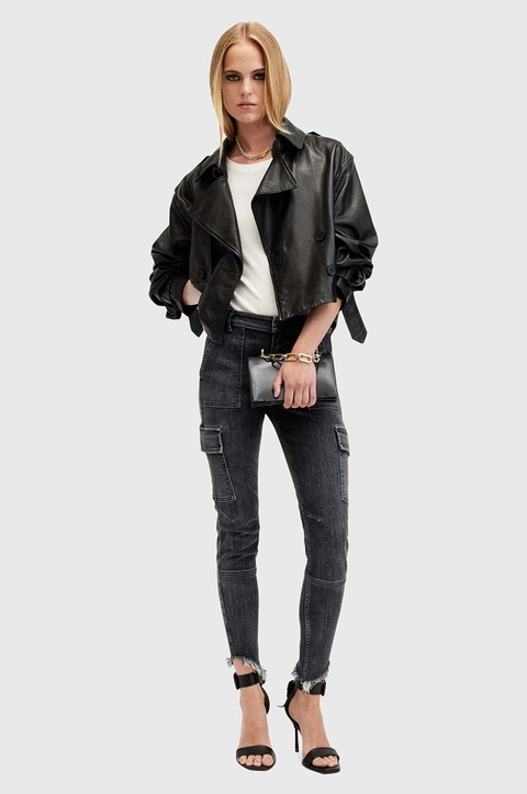 AllSaints jeansy DURAN damskie kolor czarny W014EB - zdjęcie produktu nr 2
