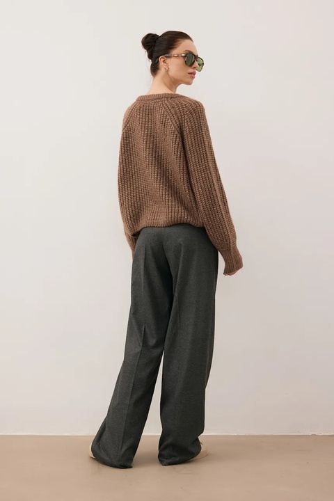 Bizuu kardigan z domieszką wełny ORNAMY damski kolor brązowy ORNAMY BRĄZOWY - zdjęcie produktu nr 2