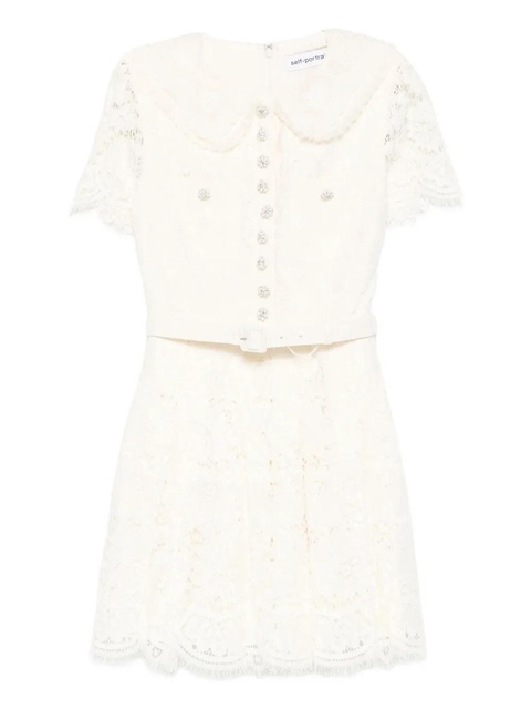Self-Portrait lace embellished collar dress - Neutrals - zdjęcie produktu nr 1