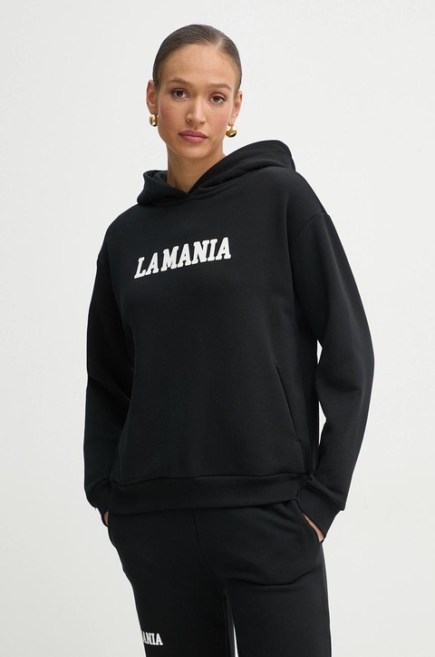 La Mania bluza damska kolor czarny z kapturem z nadrukiem YOUNG - zdjęcie produktu nr 1