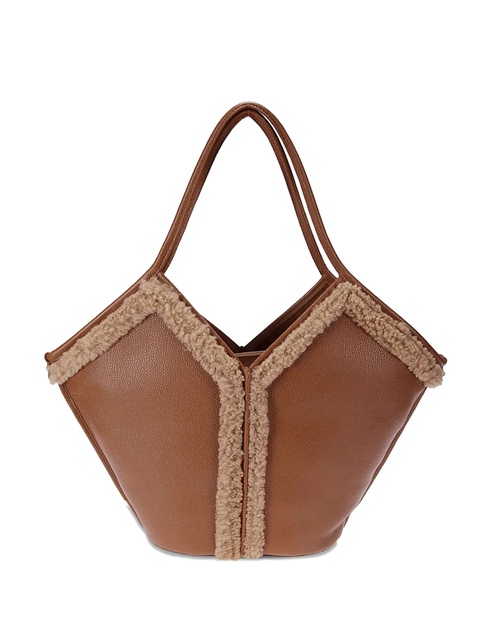 Hereu shearling-trimmed leather tote bag - Brown - zdjęcie produktu nr 2