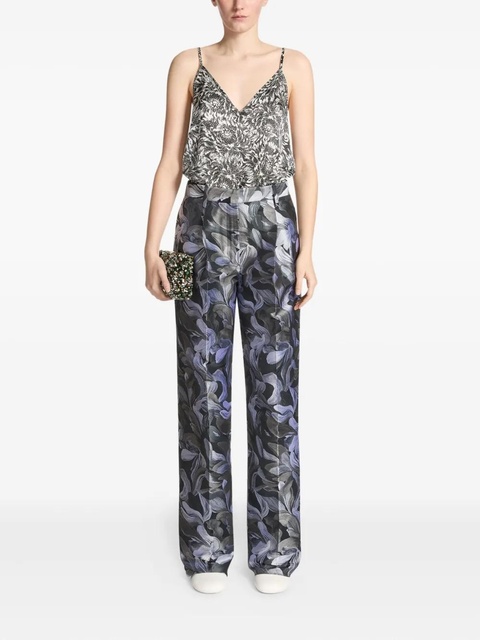 DRIES VAN NOTEN floral-print tailored pants - Black - zdjęcie produktu nr 1