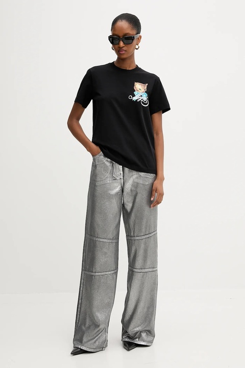 MSGM t-shirt bawełniany damski kolor czarny 3941MDM110SE.257590 - zdjęcie produktu nr 2