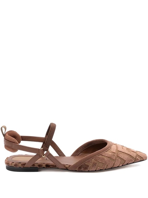 FENDI Colibrì Lite FF logo-patterned slingback pumps - Brown - zdjęcie produktu nr 1