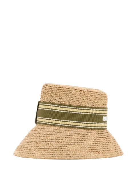 Miu Miu wide-brim logo-band hat - Neutrals - zdjęcie produktu nr 1