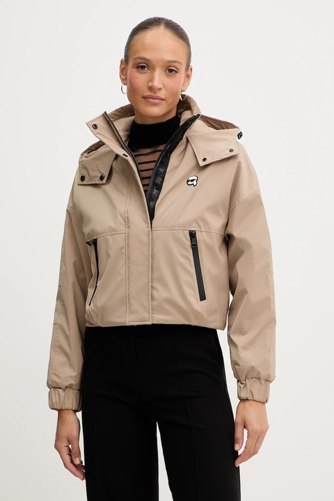 Karl Lagerfeld kurtka IKON kolor beżowy przejściowa LWEMP606 - zdjęcie produktu nr 1