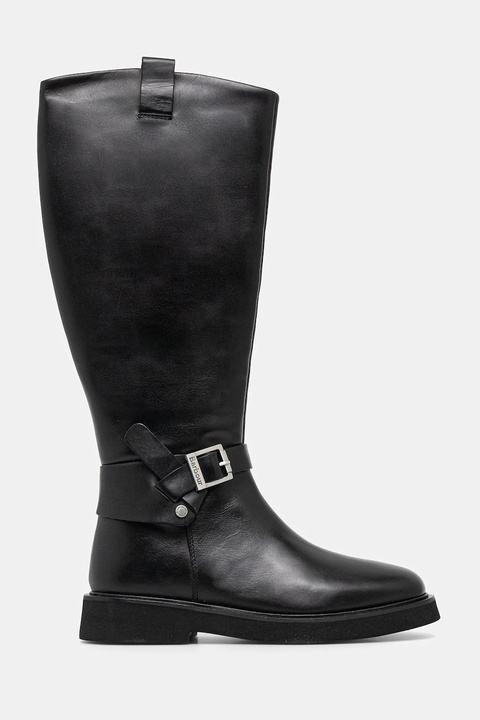 Barbour kozaki skórzane Theodora damskie kolor czarny na płaskim obcasie LFO0783BK91 - zdjęcie produktu nr 2